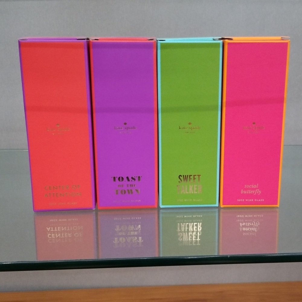 NWT Kate Spade Etched Crystal Wine Glasses(Set 4) - Picture 6 of 8